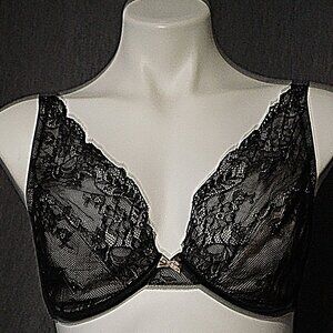 Gilligan & O'Malley Black Lace Underwire Sexy Bra Size 36C